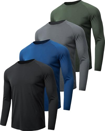 miijoory 5/7er Pack Langarmshirt Herren Longsleeve Funktionsshirt UV UPF50+ | Atmungsaktiv,Schnell Trocknend,Leicht, Langarm Sportshirt Gym Running Tops Outdoor Workout Oberteil für Männer