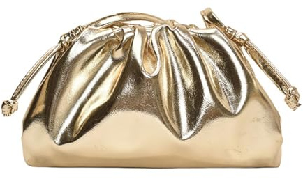 MILATA Elegante Clutch aus veganem Leder, metallisch, gerüscht, für Damen, plissiert, Abendtasche für Hochzeit, Party, Abschlussball