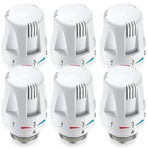 Sporgo 6 Stück Thermostat Heizung: Heizungsthermostat M30x1,5 Thermostatkopf Ersatzkopf, Heizkörperthermostat Thermostat Heizung Smart, Frostschutz Heizkörperventil für Zuhause Büro (6pcs)