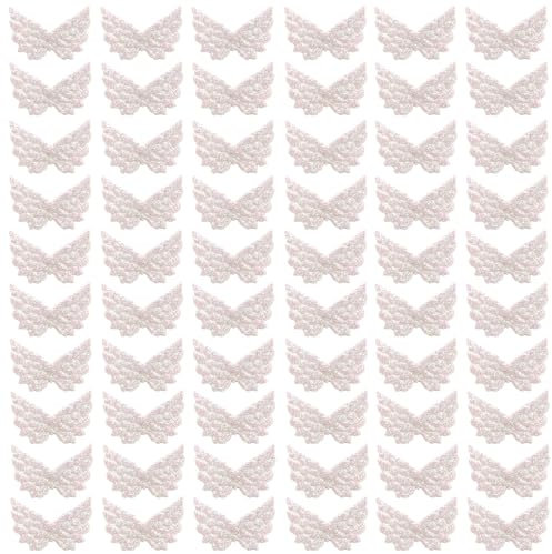 ZAHD 60 PCS engelsflügel klein flügel engel deko engelsflügel klein zum basteln flügel zum basteln engelsflügel basteln pailletten flügel patches kleine engelsflügel mini engelsflügel (Weiß)
