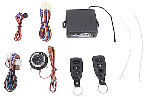 Grcfumo Car Alarm System, DC12V Keyless Entry Car Alarm System, Anti Theft Alarm Systems with Remote Engine Starter and Push to Start Iginition Button (BT)