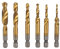 6-teiliges Bohrer-Gewindebohrer-Set mit 1/4-Zoll-Sechskantschaft und Spiralbohrer zum Bohren, Gewindeschneiden und Anfasen (Ti Plated)