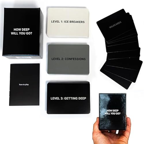 How Deep Will You Go-Kartenspiel, 99 Icebreaker-Gesprächskarten, Fragenspiel zur Vertiefung der Verbindung, ansprechende Fragen für Freunde, Familie und Verabredungen – Spaß für Partys, Autoreisen,