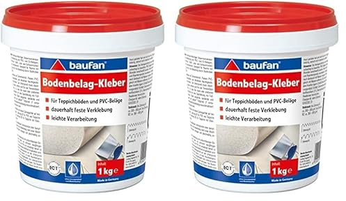Baufan Bodenbelag-Kleber 1 kg für PVC, CV, Teppichböden (Packung mit 2)