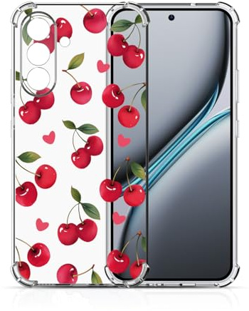 Xkladz Transparente Hülle für Samsung Galaxy A56 5G, Handyhülle Klare Stoßfeste Weiches TPU Silikon Case Soft Schutzhülle mit Motiv für Mädchen Jungen Dünn Slim Cute Cover, Kirsche
