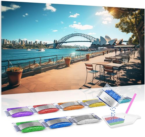 Jumpdot 5D Diamond Painting Zubehör DIY Groß Opernhaus in Sydney Aesthetic Room Decor Diamant Kunst Kit 90x50 cm