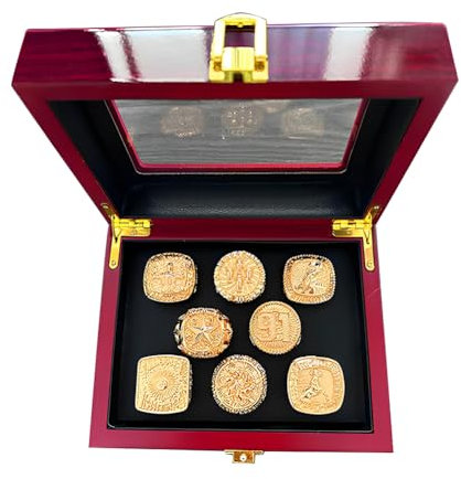 haobook Lionel Messi World Cup Golden Ball Ring Set - Commemorative 2009-2023 Ballon d'Or Award Collection, Display Jewelry for Soccer Fans for Football Enthusiasts and Friends