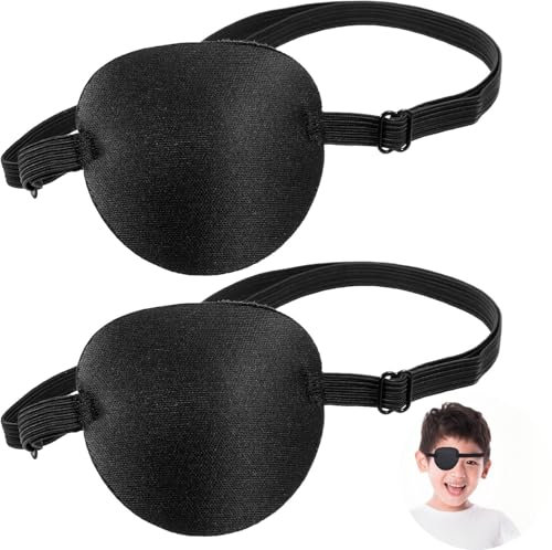 Heanvmyss 3D Cache Oeil Kit,2 Pièces Patchs Oculaires Réglables,Cache Oeil Tir Sportif,Cache Oeil Pirate Medical pour Adulte Enfant,Yeux Gauche ou Droit,Amblyopie Paresseuse Cosplay(Noir)