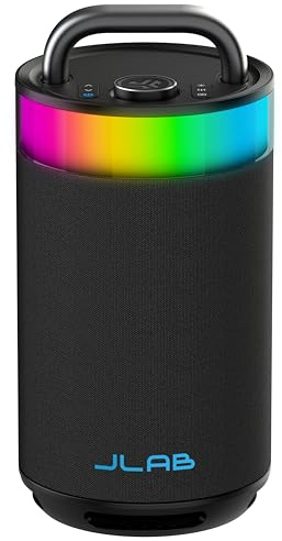 JLab Epic Party Altoparlante Bluetooth Portatile 100W - 16+ Ore, Nero | Cassa Wireless con Luci RGB & Suono 360 Gradi, IP56 Resistente Acqua, EQ Personalizzato