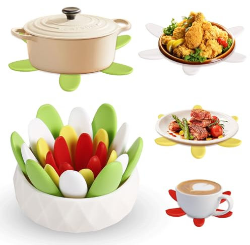 Lot de 4 dessous de verre en silicone pour plantes succulentes – Porte-boissons antidérapants résistants à la chaleur, ensemble de sous-verres colorés en forme de cactus pour décoration d'intérieur