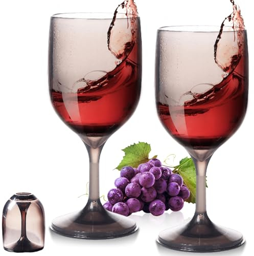 GOMETY 2er Set Weingläser Kunststoff to go,200ml Camping Weinglaser Schwimmende Weingläser für Pool, Moderne Rotweingläser Weißwein Sektgläser Weissweingläser Set für Reisen Camping Outdoor Picknick