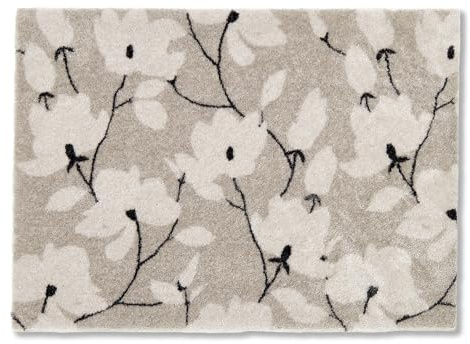 Schöner Wohnen Kollektion Fußmatte innen - Schmutzfangmatte 67 x 100 cm Blumen Creme - rutschfeste Sauberlaufmatte robust - Fussmatte Haustür - Türmatte waschbar bei 30°C