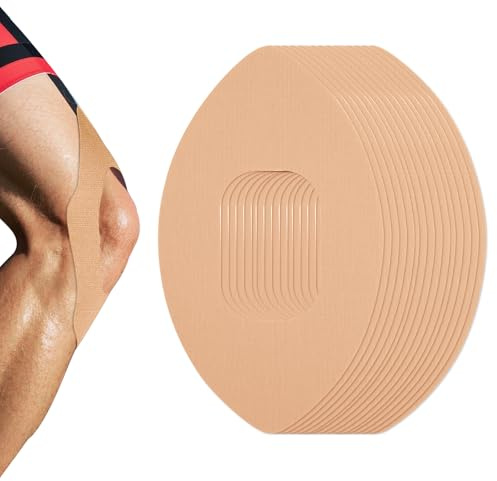 15 Stück Blau Kinesiologieband für Knie, Kinesiologie Tape, Vorgeschnittenes Kinesiologieband, Ohne Shere, Wasserfestes & Elastisches Physio Tape für Knieschmerzen (Beige)