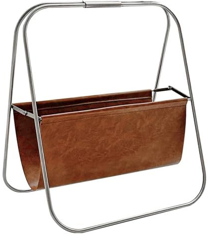 WENYOG Zeitungsständer Metall Leder Zeitschriftenständer Bodenständer Ornament Handgefertigte Zeitungen Aufbewahrungshalter Eckregal for Badezimmer