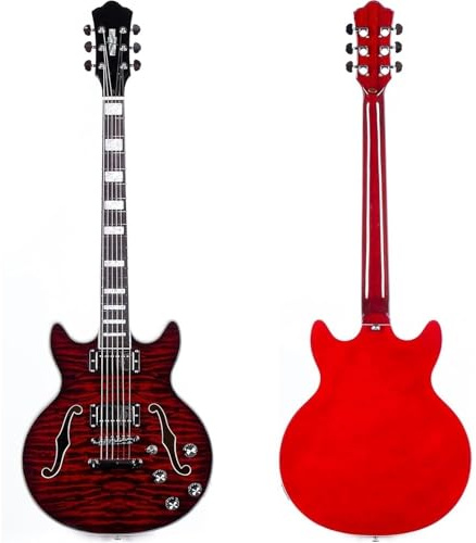 E-Gitarre Rote Semi-Hollowbody-E-Gitarre