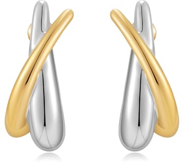TOVABA Ohrringe Gold Silber Damen Statement Ohrringe Handgefertigt Nickelfrei Hypoallergen Keine Verfärbung Eleganter Schmuck Geschenk Für Damen