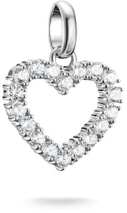 THOMAS SABO White Stone Heart Charm Connect Silver Recycled 925 Silver