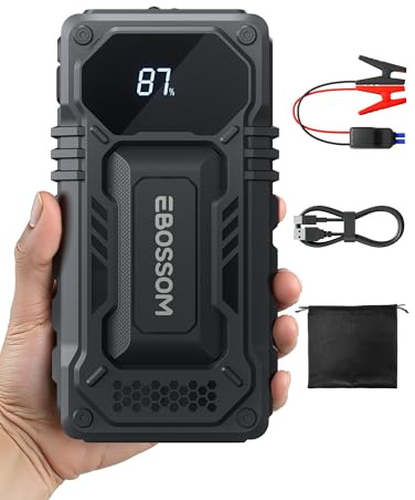 Booster Avviamento Auto, Avviatore Portatile, 10000mAh Avviatore Batteria veicolo, Jump Starter macchina con LED Torcia, Ricarica USB, Kit di Viaggio e Attrezzi di Emergenza