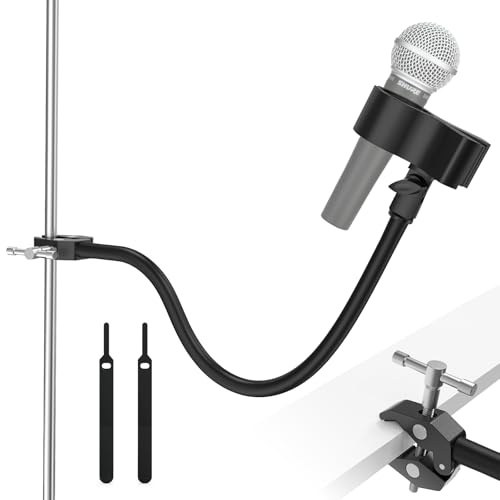 ZealSound Microphone Arm, 19 inch Flexible Gooseneck Mic Stand Holder with 3/8 to 5/8 Adapter，Adjustable Desk Compact Mic Arm stand Compatible with Blue Snowball,Razer Seiren, SM58, SoloCast & More