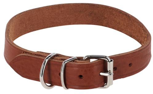 KERBL Halsband Tuscany – Farbe Braun (Halsumfang 42 – 50 cm, Breite 30 mm, Material Leder, verstellbar) 86215