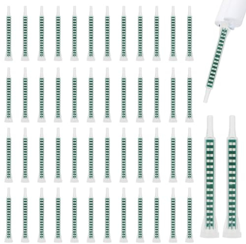 Bohrma 50 Pièces Mélangeurs Statiques Buses de Mélange Buse bi Composant pour Tube de Mélange Époxy Pistolet à Colle AB Colle 2K Pointe de Mélange