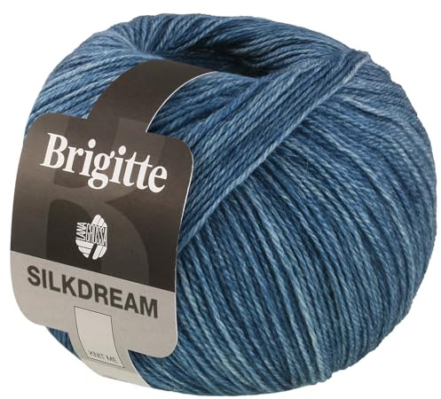 LANA GROSSA Brigitte Silkdream | Zartes, klassisch gezwirntes Garn aus Maulbeerseide | Handstrickgarn aus 60% Schurwolle, 30% Seide & 10% Mohair | 50g Wolle zum Stricken & Häkeln | 270m Garn FB 13
