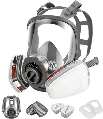 ZXICH Maschera Completa Riutilizzabile con Filtro per Protezione contro Vapori e Particelle, Maschera per Gas, Maschera per Polveri per Colori, Vernici, Lavori di Falegnameria, Agricoltura