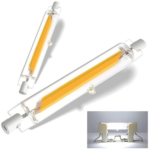 Dvnoua R7S LED 78mm Dimmbar, 10W R7S LED 78mm Lampen Ersatz für 100W Halogen Leuchtmittel, Kaltweiß 6000K 1000 Lumen, Kein Flackern, 360°Abstrahlwinkel, für Flur/Deckenlampe/Stehlampe, 2er Pack
