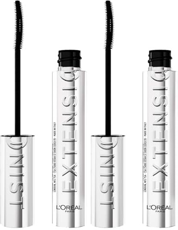 L'Oréal Paris Mascara Telescopic Extensionist, verlängerend, Farbe Schwarz mit gebogener Bürste für definierte und gebogene Wimpern, Formel mit magnetischen Pigmenten – 2 Mascara