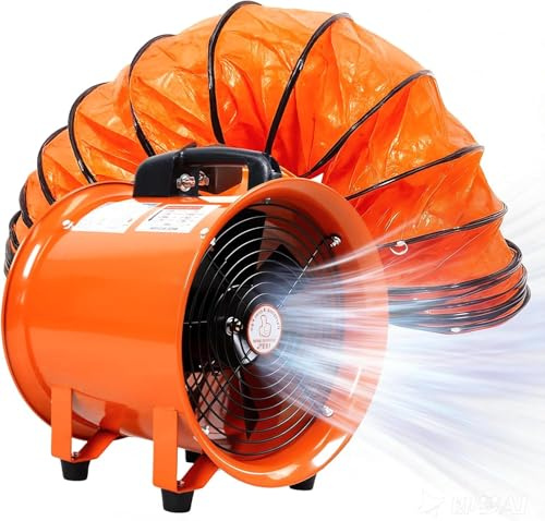 WUDLEP Dust Extractor Ventilation Fan, 12 380W Dust Fume Extractor Ventilation Fan with 10m Thickened Duct, Portable Hose Workshop Fume Air Blower for Workshops, Welding Booths, Factories