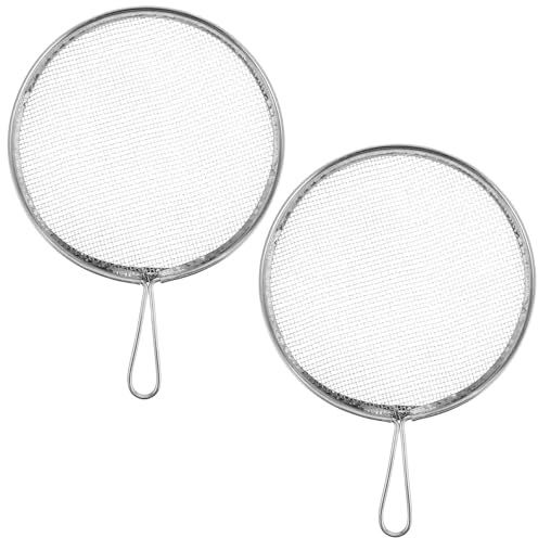 Healvian 2 Pezzi Setaccio in Acciaio Inox Rotondo con Maglia Fine per Filtraggio Smalti, Filtro per Argilla con Manico, per Applicazioni Artistiche e Creazione Ceramica