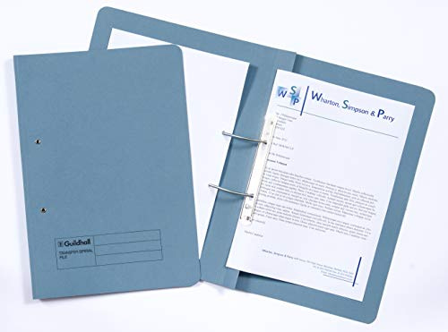 Exacompta - Ref 211/7000Z - Guildhall - Spiral File, 355 x 250mm, 420gsm Durable Heavyweight Sprint Manilla, Suitable for Foolscap Documents - Blue, Pack of 25