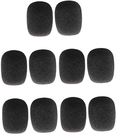 Gazechimp Lot 10pcs Bonnette Anti Vent en Eponge Pare-Brise Couverture pour Micro Casque Cravate - Noir