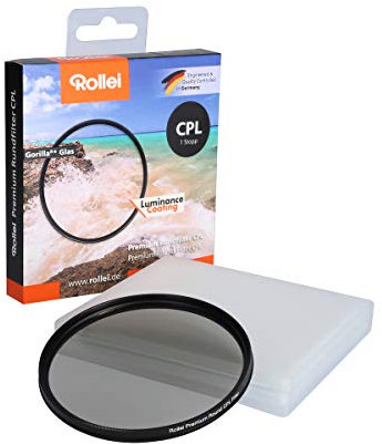 Rollei Premium Rundfilter CPL 72 mm (1 Stopp) - Polarisationsfilter (Polfilter) mit Aluminium-Ring aus Glas mit spezieller Beschichtung - Größe: 72 mm