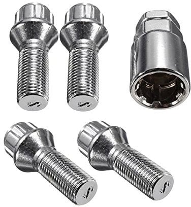 Locking Wheel Nuts/Bolts complete set of 4 + key M14X1.5 XA-05