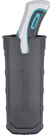 wolfcraft 4089000 1 « Profi » cutter à lame trapèze fixe + 1 étui en plastique ABS robuste avec clip pour la ceinture