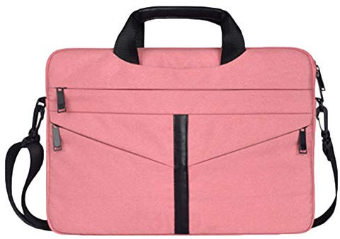 Laptop Multifunction Commuter Business Wear-Resistant Briefcase Sleeve Carry Hand Zipper Notebook Shoulder Messenger Bag Pink 15.4