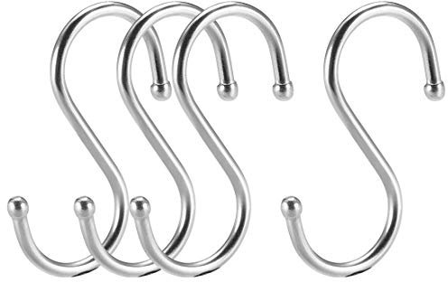 sourcing map Stainless Steel S Hooks 2 S Shaped Hook Hangers for Kitchen Bathroom Bedroom Storage Room Office Outdoor Multiple Uses 4pcs