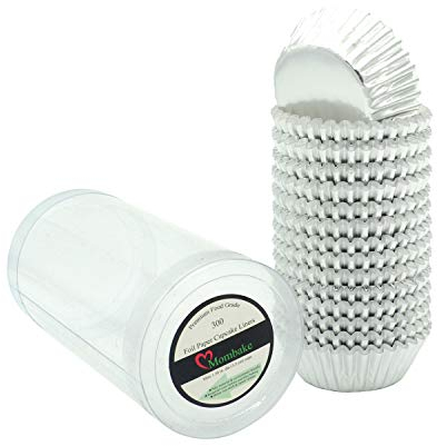 Mombake Mini Foil Cupcake Cases,Muffin Baking Cups(Silver, 300-Count)