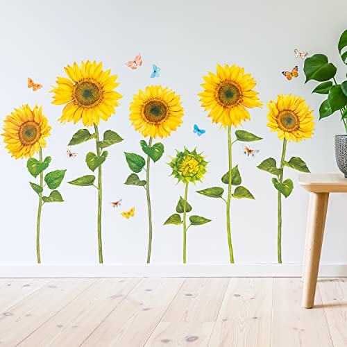 DECOWALL SG2-1905 Aquarell Sonnenblume Wandtattoo Wandsticker Wandaufkleber Wanddeko für Wohnzimmer Schlafzimmer Kinderzimmer