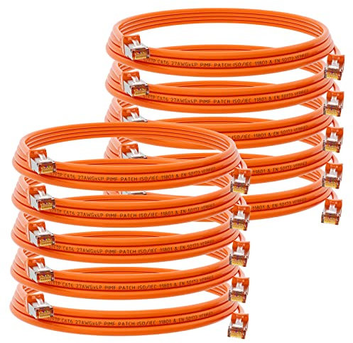 HB-DIGITAL 10x 1m Patchkabel RJ45 LAN CAT 6 Ethernetkabel Netzwerkkabel bis zu 1 Gbit/s CAT 6 Kupfer Profi S/FTP DSL für Patchpanel Switch Router Modem - Orange