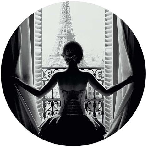 REINDERS Glasbild, Frau in Paris, Schlafzimmer, Poster, Wanddeko, Glasbilder, Glas, Schwarz-Weiß, Ø 70