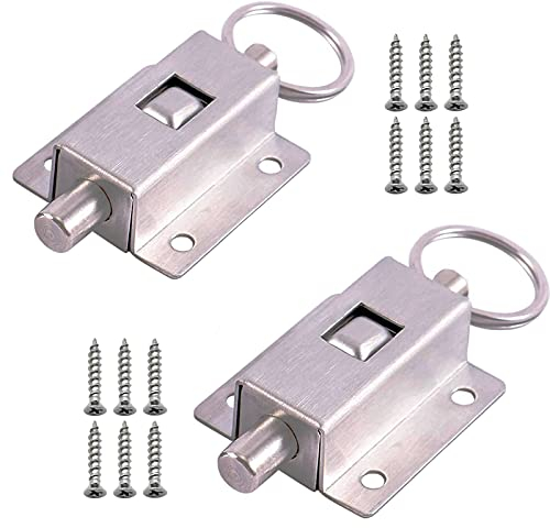 WiDream 2 pcs Bullone Delle a Molla, Bullone a molla in acciaio inossidabile, Bullone a molla scorrevol, Con viti, per bagno, camera da letto, WC ecc Tutti i tipi di porte interne