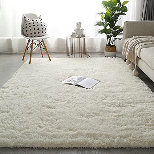 Hruile Große Wohnzimmerteppiche, weicher Flor, Kunstfell, ultraweich, zotteliger Teppich, moderner Teppich, rutschfest, für Wohnzimmer, Schlafzimmer, Sofa, Kinderzimmer, 200 x 300 cm, Beige