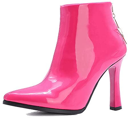 StyliShoes Stivaletti alla moda da donna con tacchi con cerniera posteriore, Fucsia, 48 EU