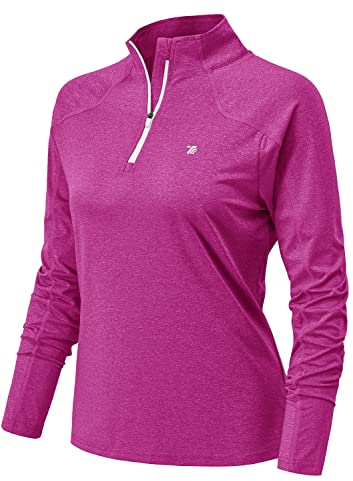 YSENTO Damen Sportshirt Langarm Laufshirt Atmungsaktiv Leichte Baselayer Sweatshirts T-Shirt für Training Fitness Yoga Gym(Dunkles Rosenrot,L)