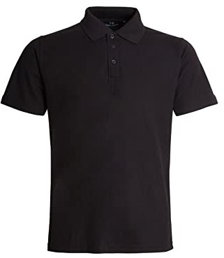 NY Deluxe Edition Mens Polo Shirts Short Sleeve Premium Regular Fit Pique Work Casual Plain Top (M, Black)