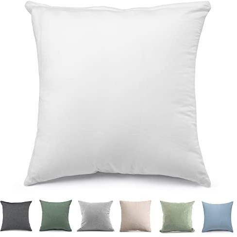 TOCOMOA Kissenbezug 40x40 cm 2er Set - 100% Gewaschene Baumwolle Kissenbezüge Oeko-TEX Zertifiziert, Leinenoptik und Atmungsaktiv Kissenhülle, Weiß Kopfkissenbezug mit Reißverschluss