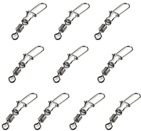 10 Stück Angelwirbel Angeln Barrel Wirbel mit Kugellagerwirbel Angeln Drehgelenk Edelstahl Stecker Wirbel Interlock Fischköder Angeln Getriebe Zubehör Cross Lock Wirbel 1/0