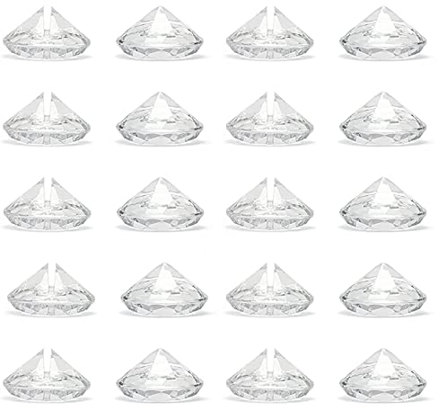 20 Stück Platzkartenhalter Hochzeit, Tischkartenhalter Diamantene Hochzeit, Tischnummernhalter Acryl, Memohalter Fotohalter für Hochzeit Geburtstag Taufe Babyparty Party Bar